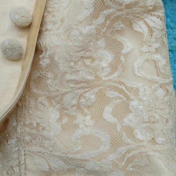 Anthropologie Vintage Reversible Lace / Corduroy Cropped Jacket - Picture 5 of 7